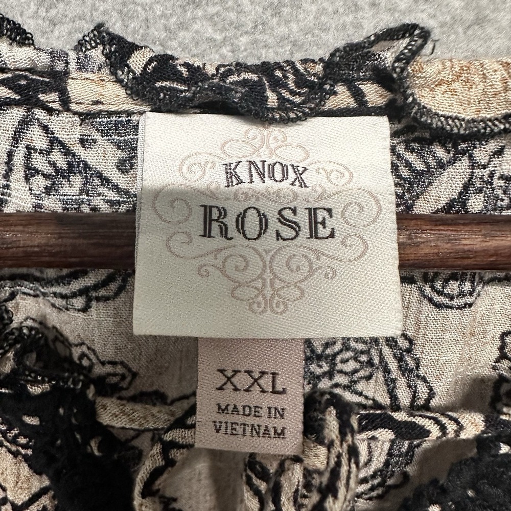 Knox Rose Womens Blouse Size XXL Brown Paisley Boho Long Sleeves Baby Doll Top - Picture 6 of 9